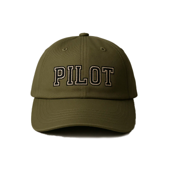Probel Cap "Pilot", Oliv mit schwarzer Stickerei und weißer Umrandung