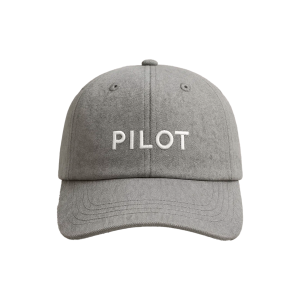 Cap „Pilot“, Grau mit weißer Stickerei