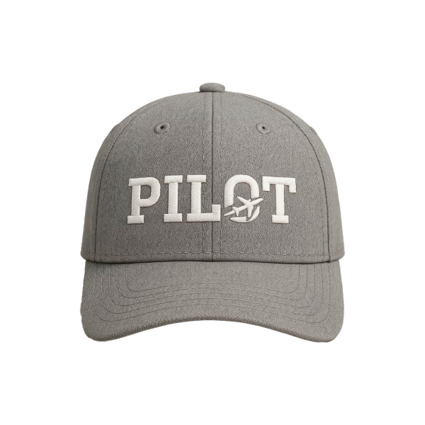 Cap „Pilot Logo“, Grau mit weißer Stickerei