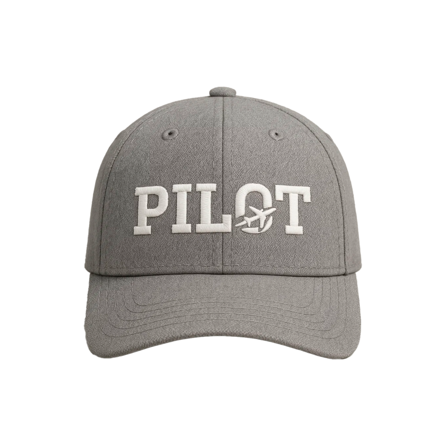 Cap „Pilot Logo“, Grau mit weißer Stickerei