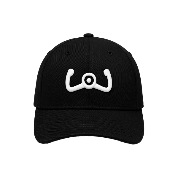 Cap „Yoke Symbol“, Schwarz mit weißer Stickerei