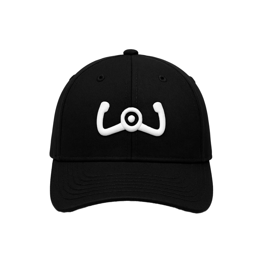 Cap „Yoke Symbol“, Schwarz mit weißer Stickerei