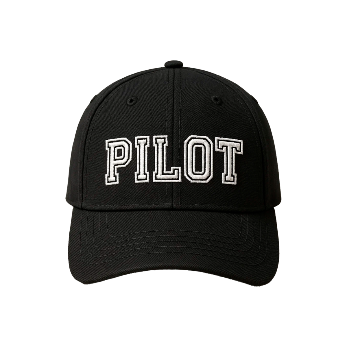 Probel Cap "Pilot", Black with white embroidery and grey outline