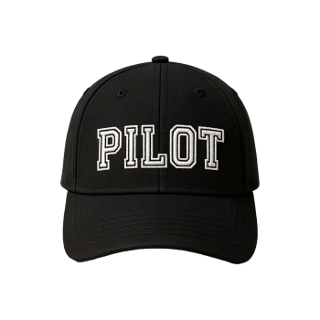 Probel Cap "Pilot", Schwarz mit weißer Stickerei und grauer Umrandung
