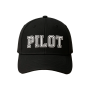 Probel Cap "Pilot", Black with white embroidery and grey outline