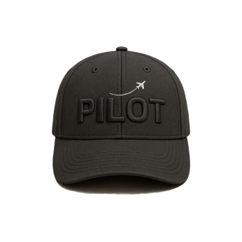 Probel Cap "Pilot", Schwarz mit Flugzeug-Stickerei