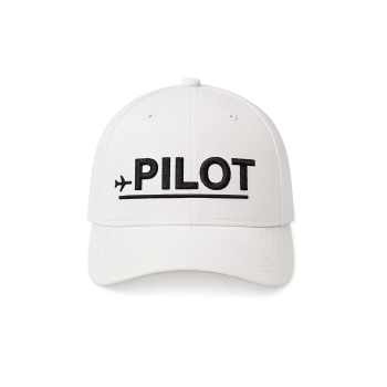 Cap "Pilot", Weiß mit schwarzer Stickerei
