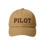 Cap "Pilot", Beige mit brauner Stickerei