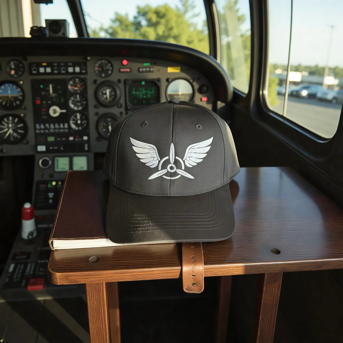 Klassische Cap "Wings & Propeller" Schwarz