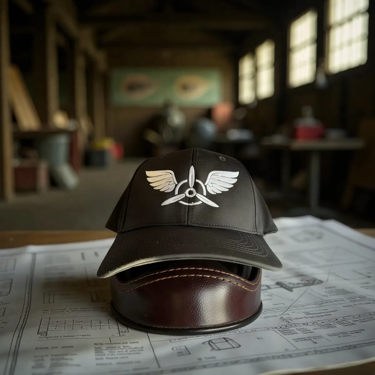 Klassische Cap "Wings & Propeller" Schwarz