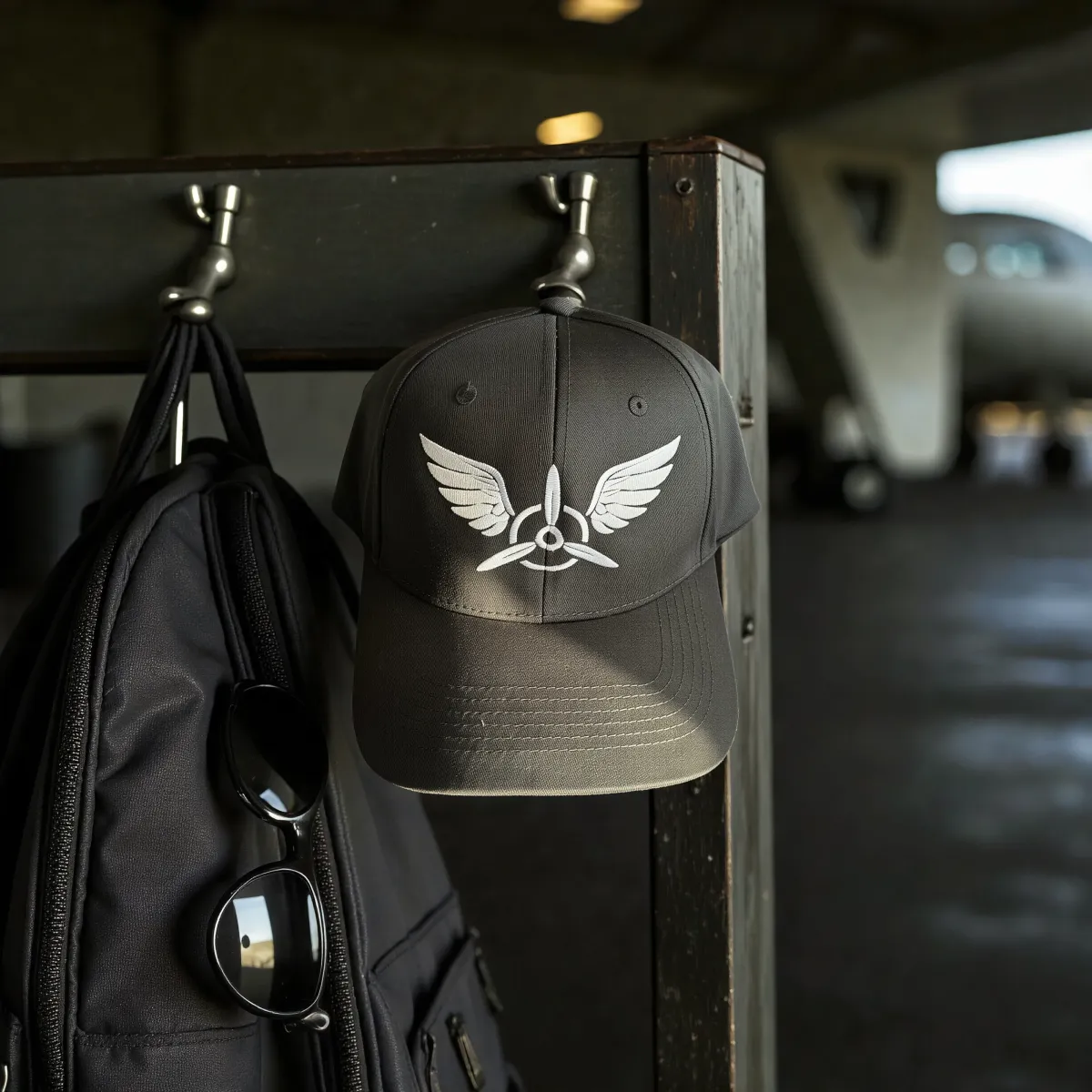 Klassische Cap "Wings & Propeller" Schwarz