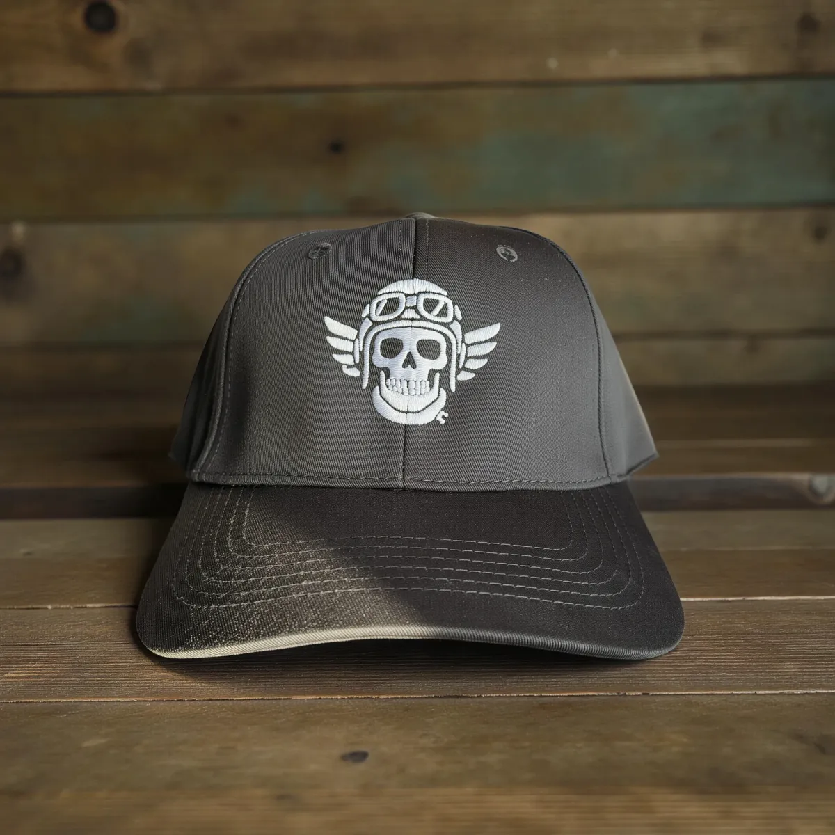 Klassische Cap "Aviation Skull" Schwarz