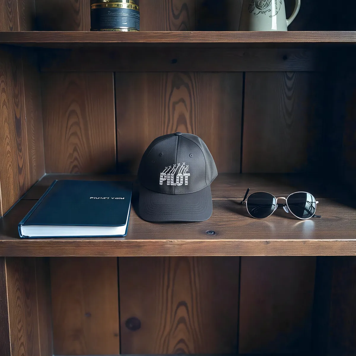 Klassische Cap "PILOT" Schwarz