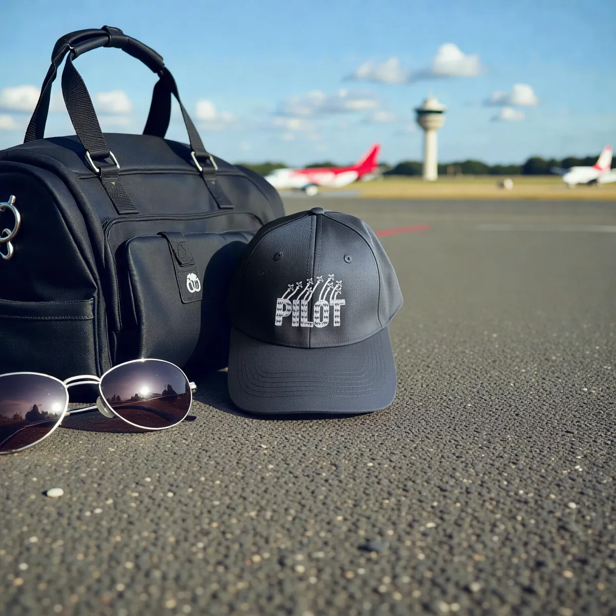 Klassische Cap "PILOT" Schwarz
