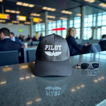 Klassische Cap "PILOT Wings" Schwarz