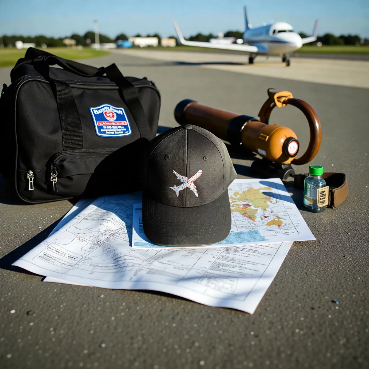 Klassische Cap "Aviation Lines" Schwarz