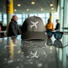 Klassische Cap "Aviation Lines" Schwarz