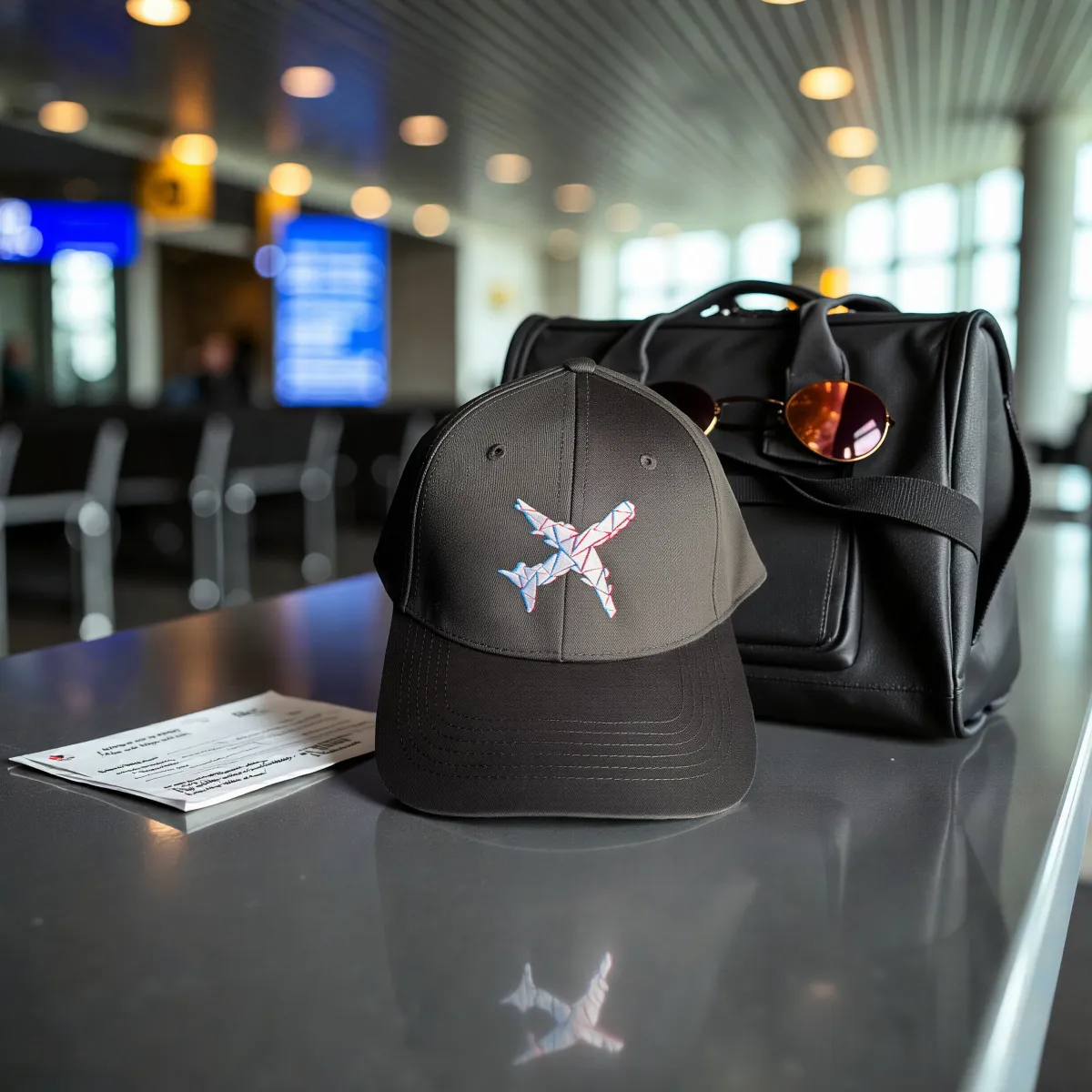 Klassische Cap "Aviation Lines" Schwarz