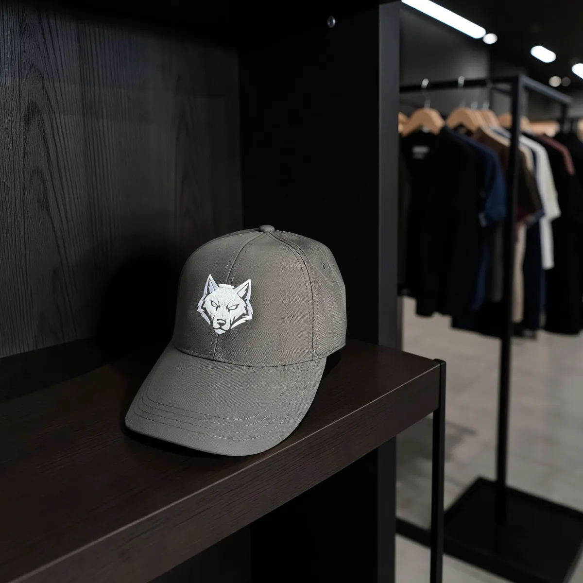 Water Resistant Cap "Wolf Icon" Oliv