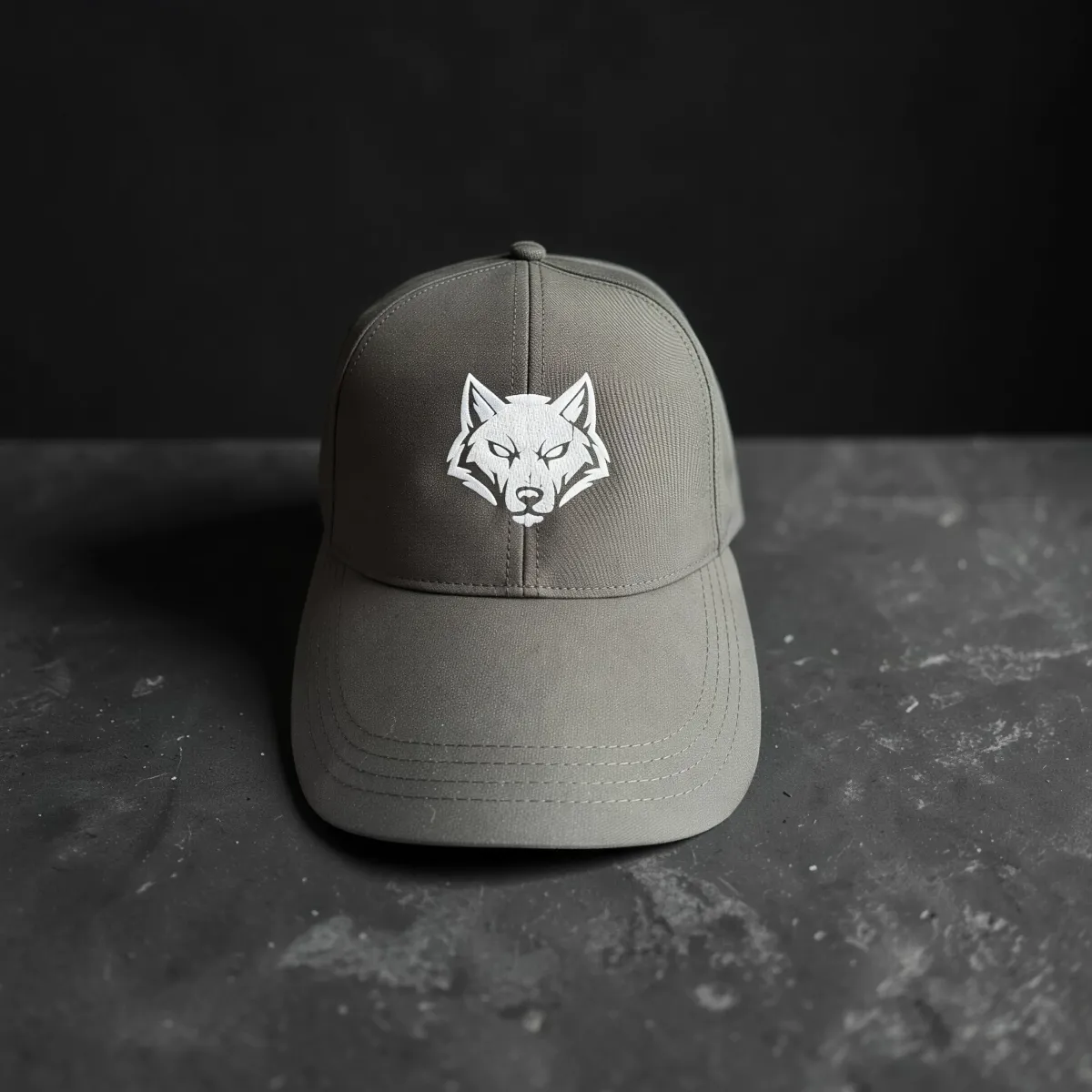 Water Resistant Cap "Wolf Icon" Oliv