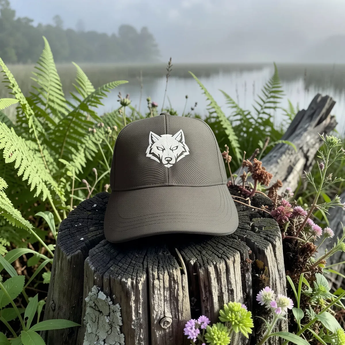Water Resistant Cap "Wolf Icon" Oliv