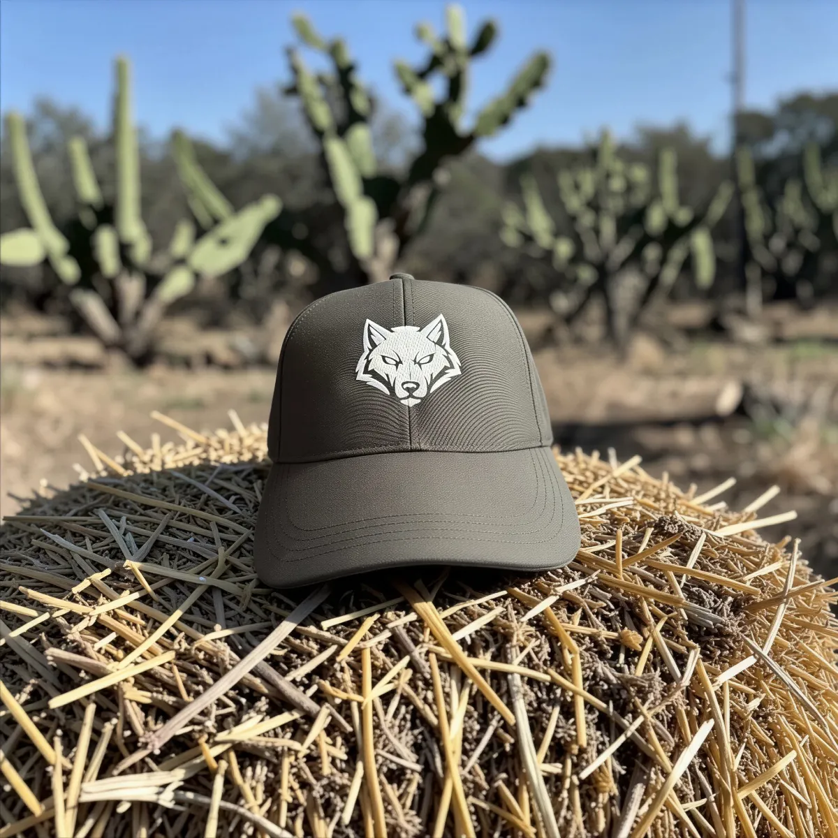 Water Resistant Cap "Wolf Icon" Oliv