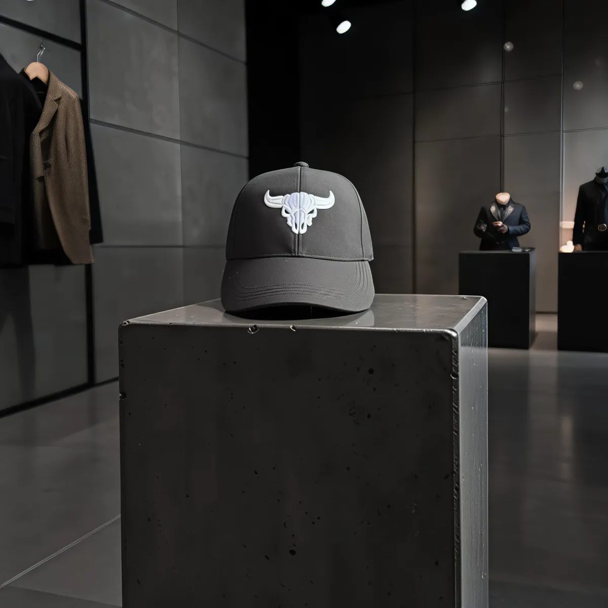 Klassische Cap "Bull Skull" Schwarz