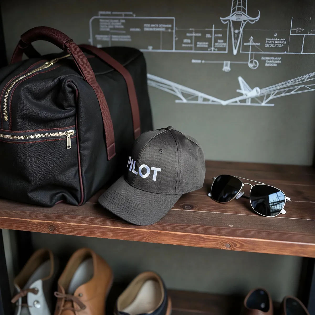 Klassische Cap "PILOT" Schwarz