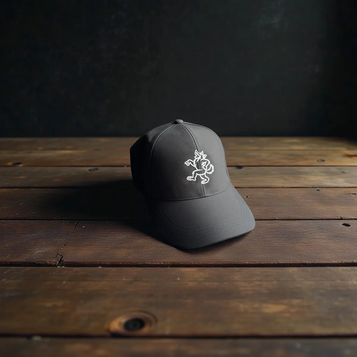 Klassische Cap "Dancing Wolf" Schwarz