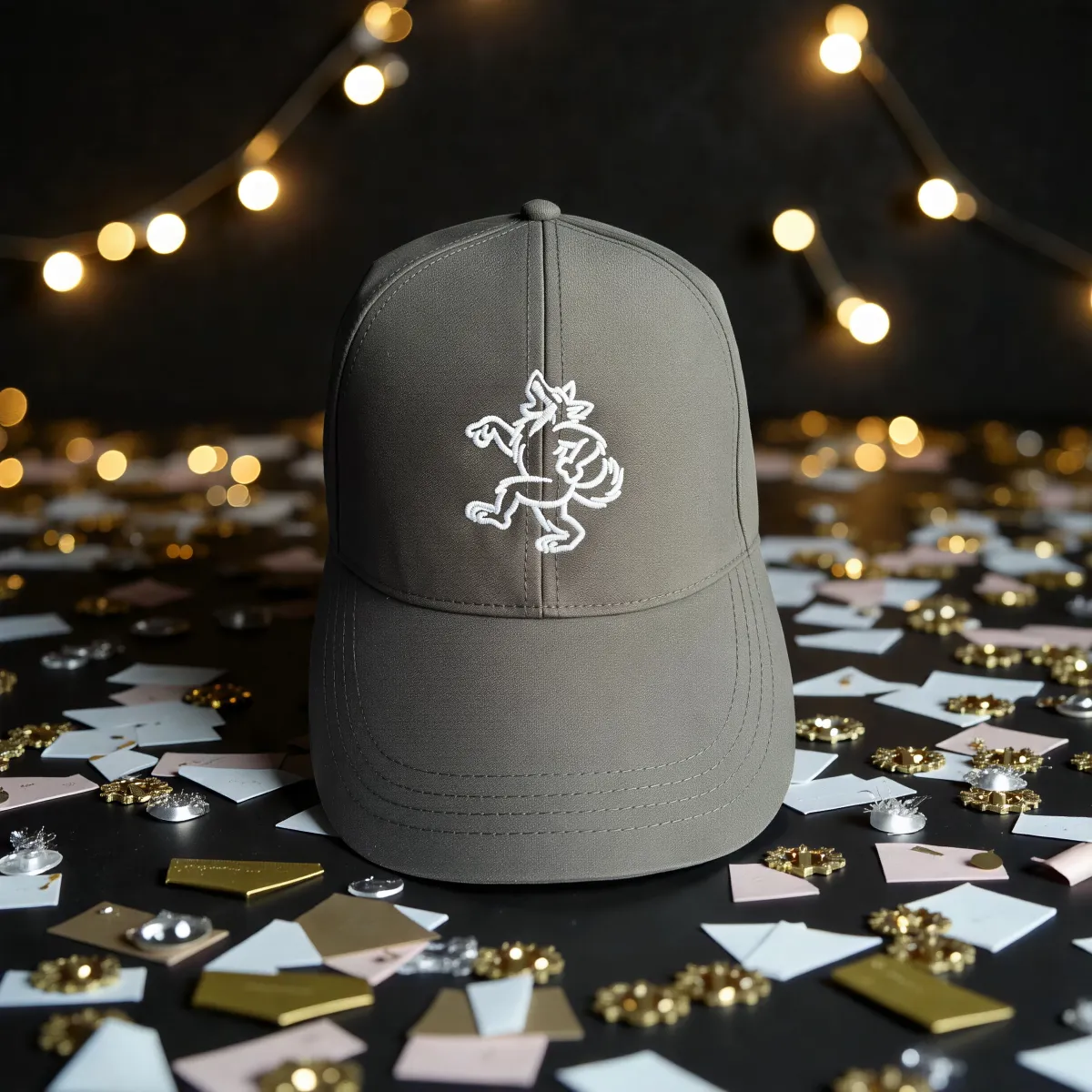 Klassische Cap "Dancing Wolf" Schwarz