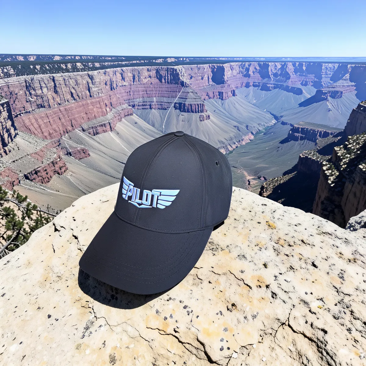 Klassische Cap "Pilot Wings" Schwarz-Weiß