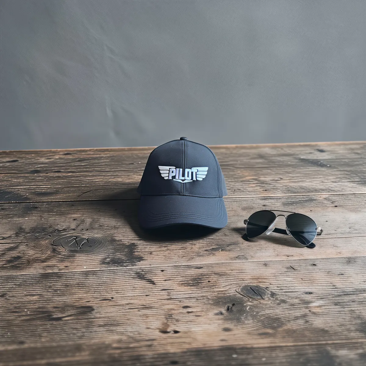 Klassische Cap "Pilot Wings" Schwarz-Weiß