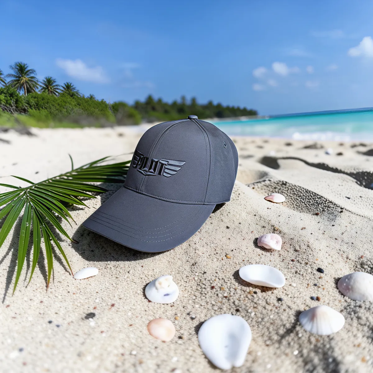 Klasik Şapka "Pilot Wings" Siyah Siyah Nakışlı