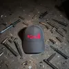 Klassische Cap "POHU" Schwarz mit roter Stickerei
