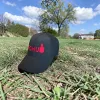 Klassische Cap "POHU" Schwarz mit roter Stickerei