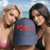 Klassische Cap "POHUJ" Schwarz mit roter Stickerei