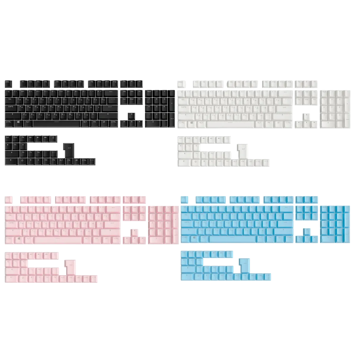 Keycap Set с русской раскладкой – 104 клавиши из ABS с прозрачными символами