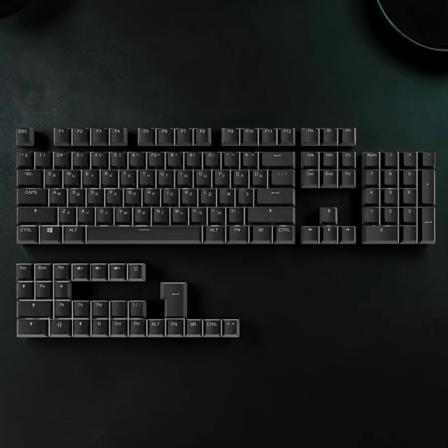 Keycap-Set mit russischer Tastaturbelegung – 104 ABS-Tastenkappen mit transparenten Zeichen