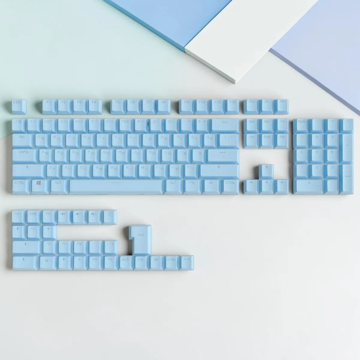 Keycap Set с русской раскладкой – 104 клавиши из ABS с прозрачными символами