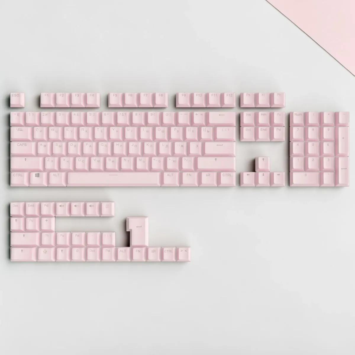 Keycap Set с русской раскладкой – 104 клавиши из ABS с прозрачными символами