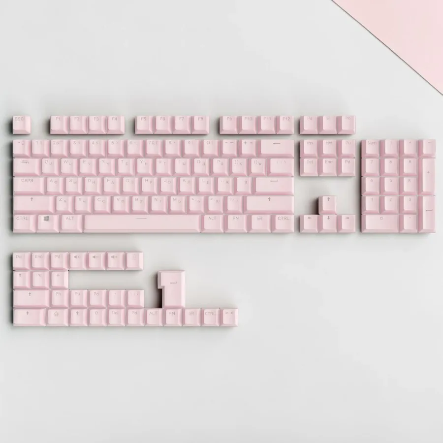 Keycap-Set mit russischer Tastaturbelegung – 104 ABS-Tastenkappen mit transparenten Zeichen
