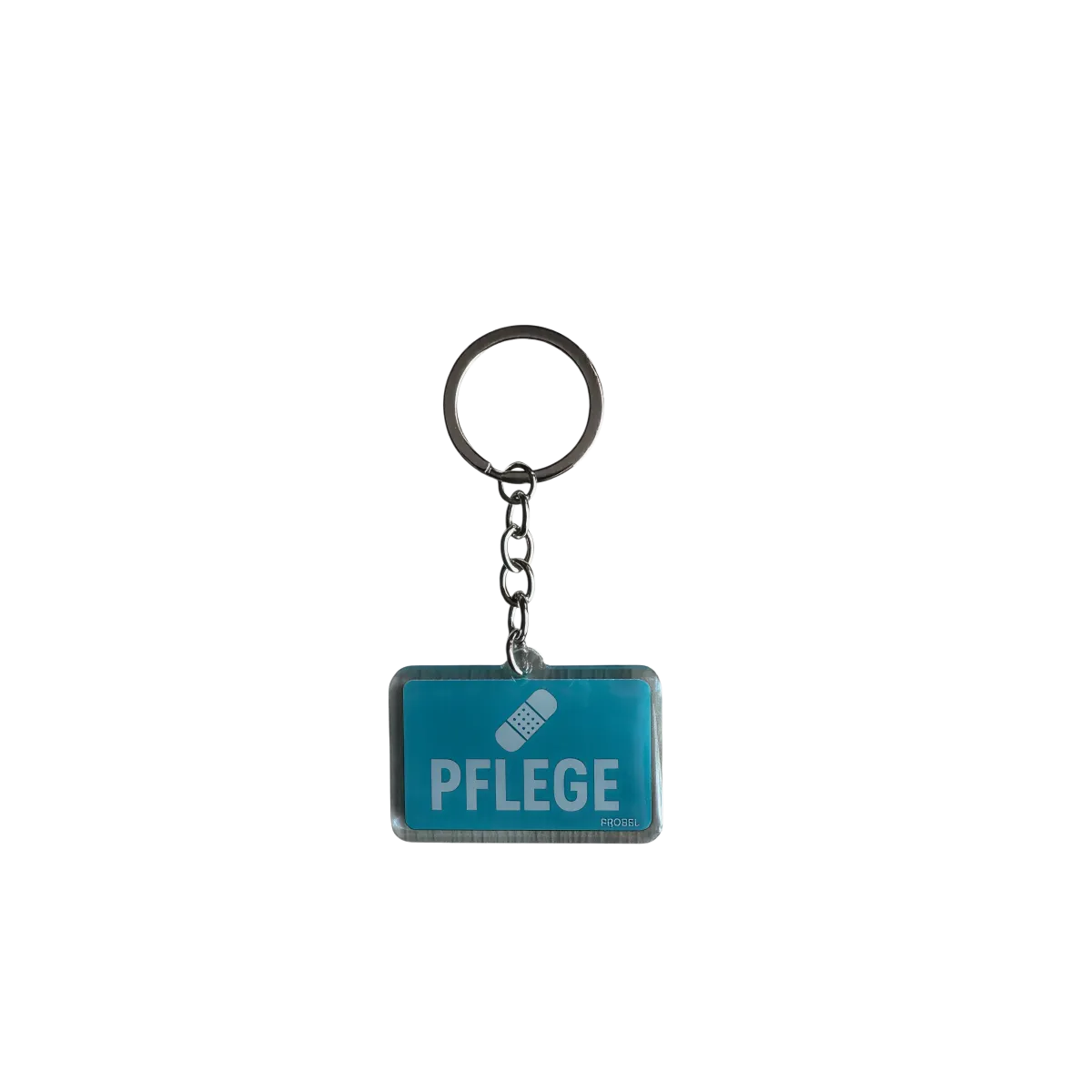 Acryl-Schlüsselanhänger "Pflege" mit Pflaster-Symbol