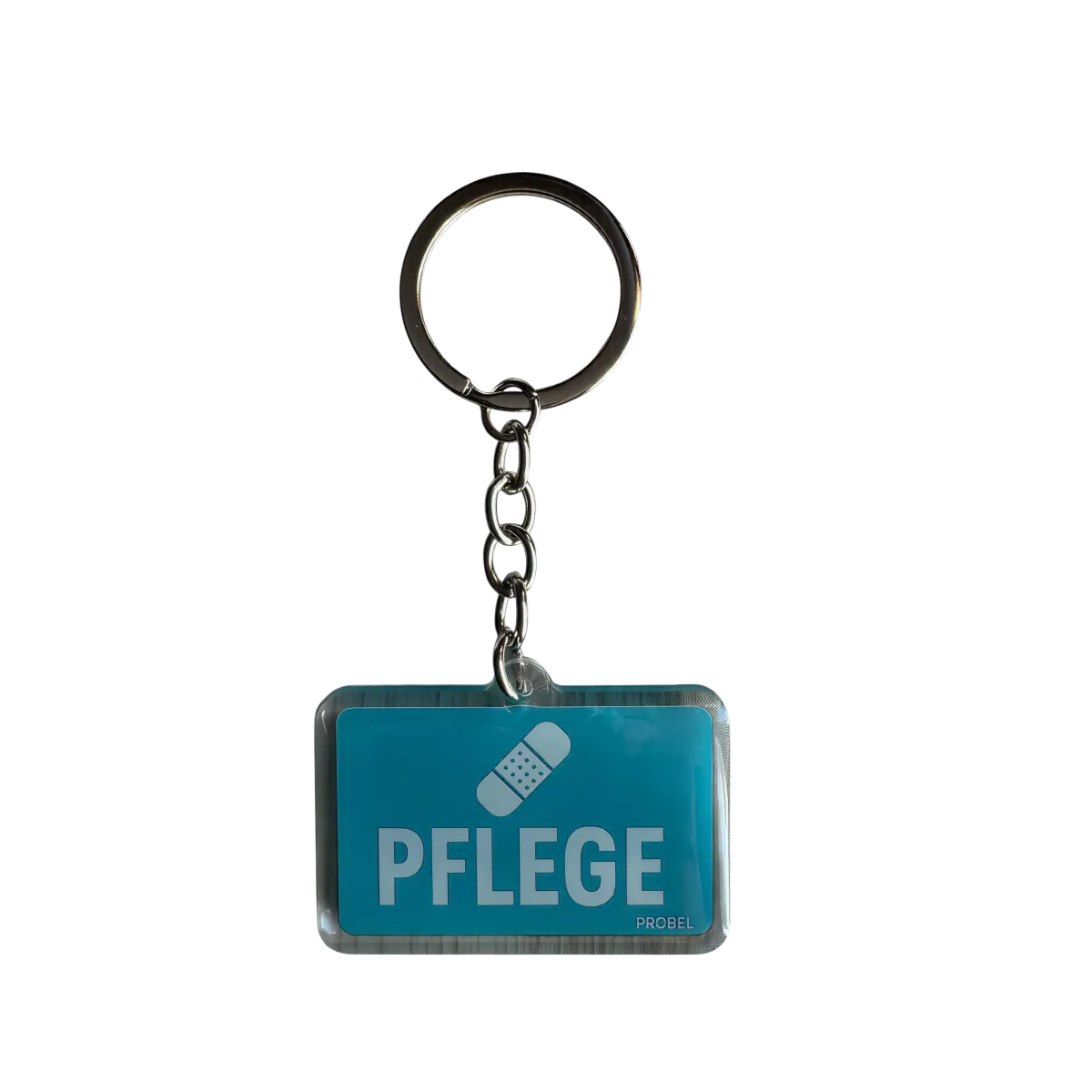 Acryl-Schlüsselanhänger "Pflege" mit Pflaster-Symbol