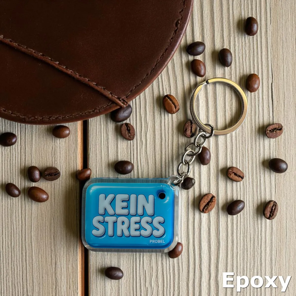 Acryl-Schlüsselanhänger "KEIN STRESS" – Bubble Design