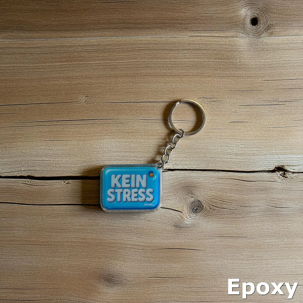 Acryl-Schlüsselanhänger "KEIN STRESS" – Bubble Design