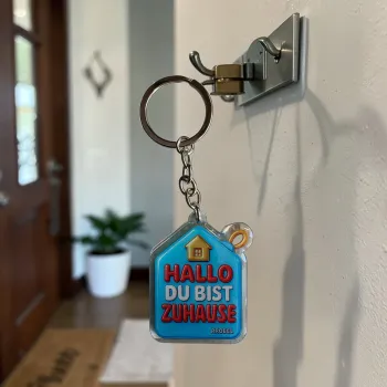 Acryl Schlüsselanhänger "HALLO DU BIST ZUHAUSE" – Bubble Design