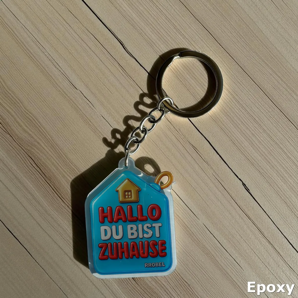 Acryl Schlüsselanhänger "HALLO DU BIST ZUHAUSE" – Bubble Design