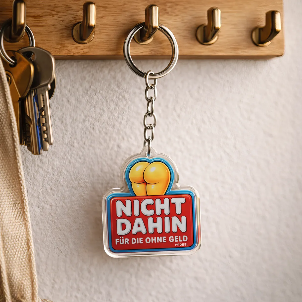 Брелок акриловый "NICHT DAHIN FÜR DIE OHNE GELD" акрил, Bubble Design