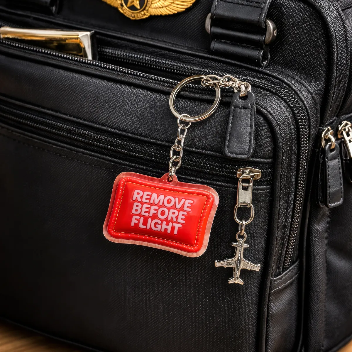 Acryl-Schlüsselanhänger „REMOVE BEFORE FLIGHT“