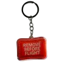 Acryl-Schlüsselanhänger „REMOVE BEFORE FLIGHT“